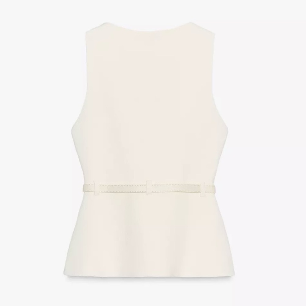 ZARA KNIT BELTED TOP - Picture 9 of 12